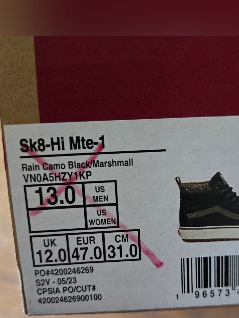 Vans Sk8 Hi Mte 1 Men Size 13 Rain Camo Black White 072026 - Picture 6 of 6